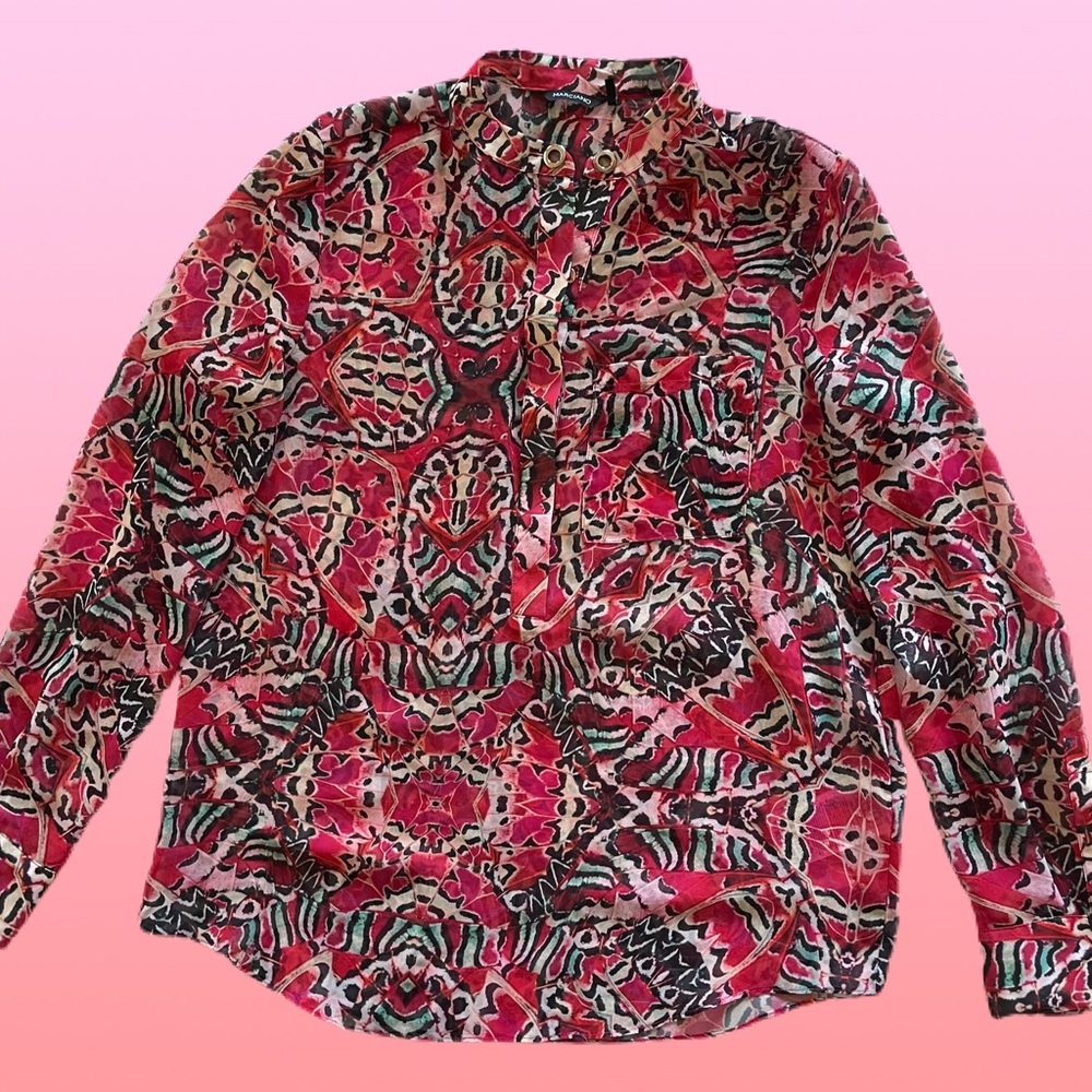 Marciano sheer all over print top